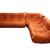 Modular 3 piece orange sofa by Michel Ducaroy for Ligne Roset