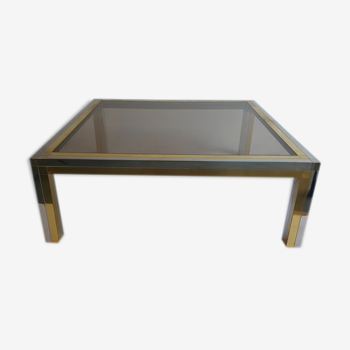 Table basse en métal chromé et laiton