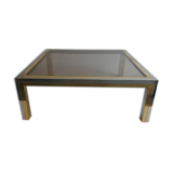 Table basse en métal chromé et laiton