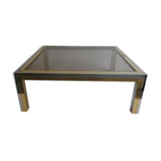 Coffee table in chromed metal and brass