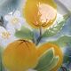 Vintage celadon green slipware plate with fruit decoration - Saint Clément