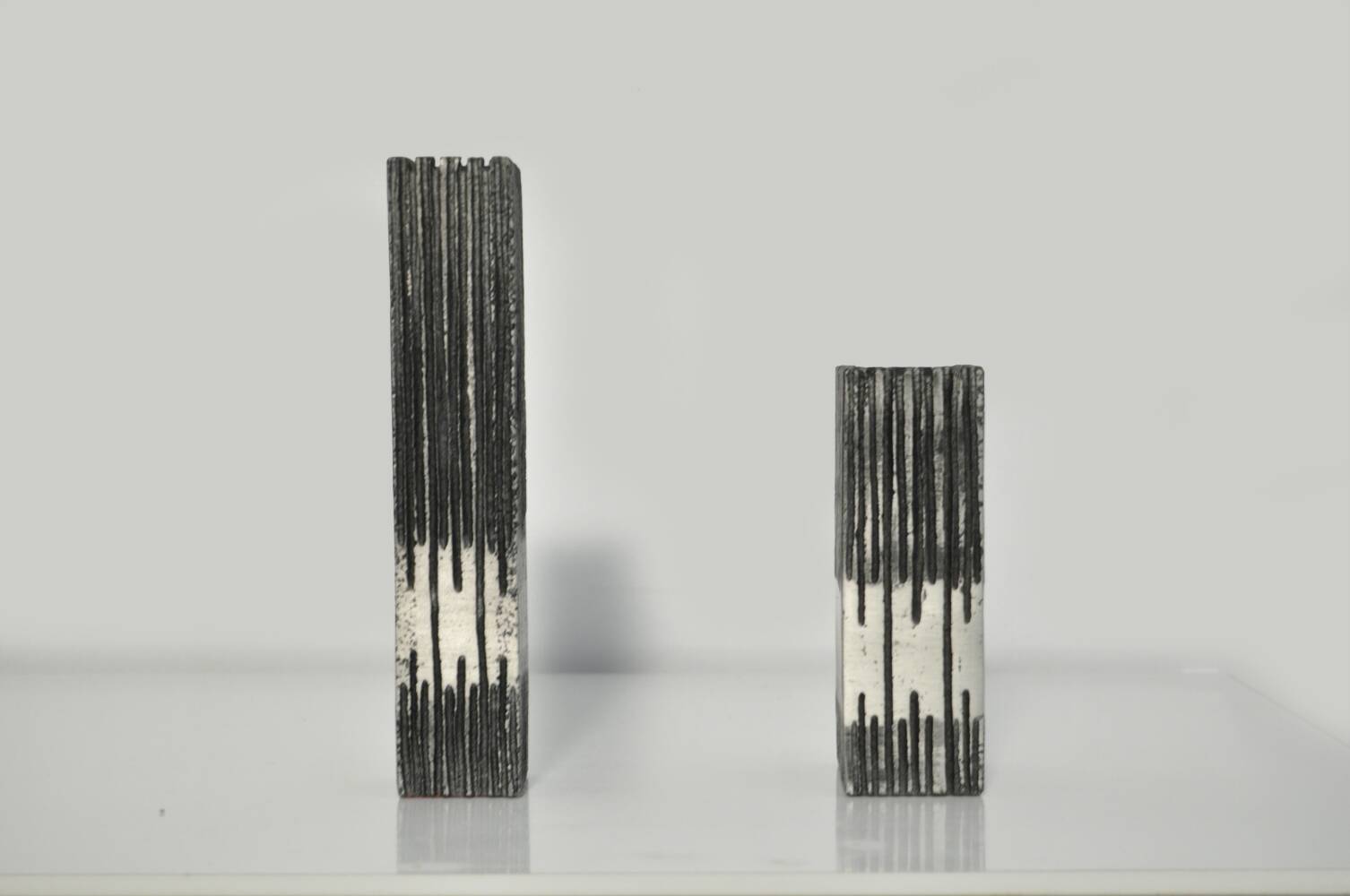 Cast aluminum brutalist vases designed by artist Willy Ceysens, Belgium 1960s