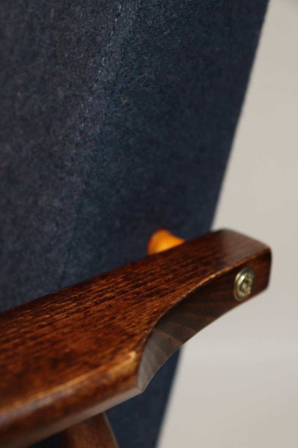 Vintage armchair natural wool blue marin modern design by H.Lis