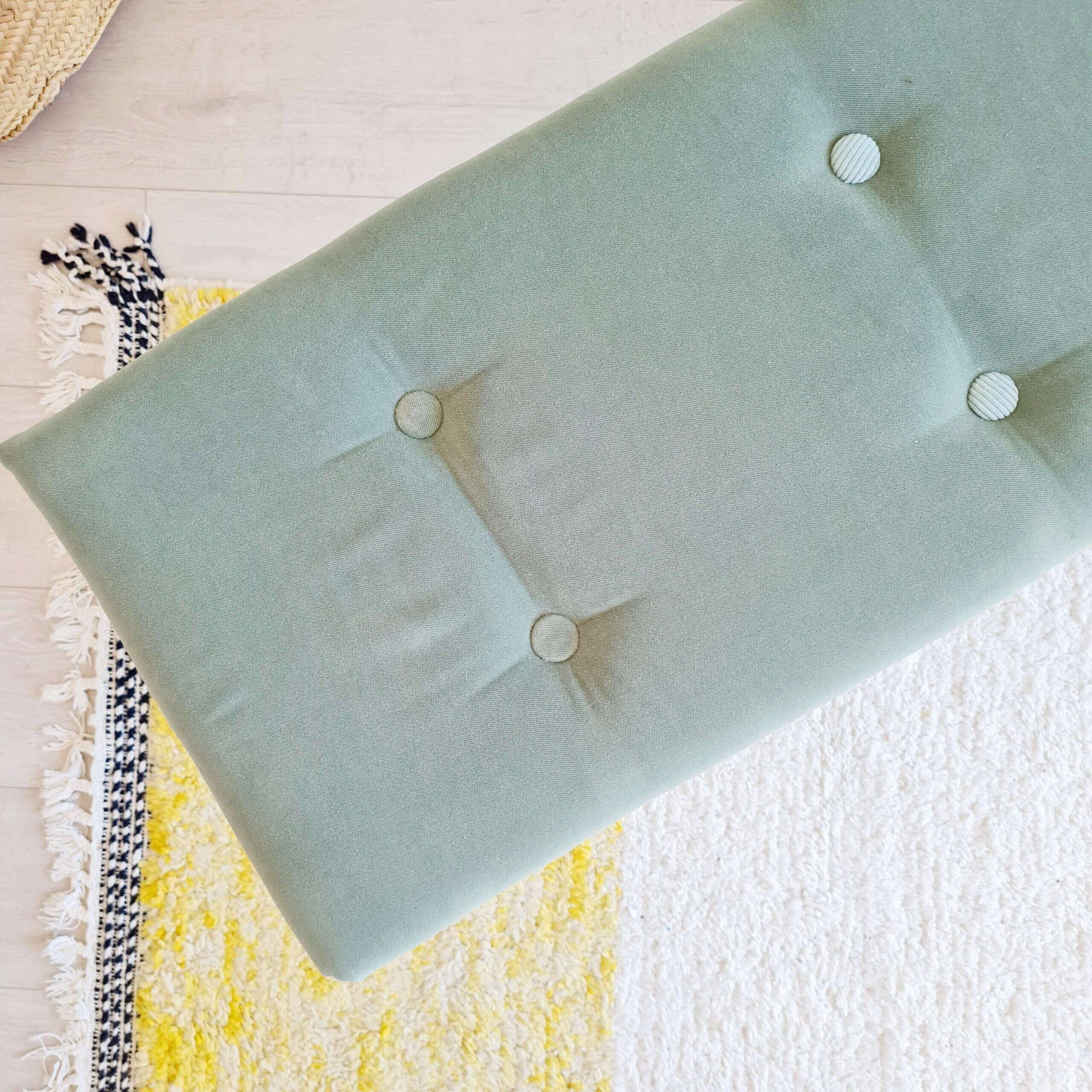 Antique blue velvet wooden bench - heart-shaped bench