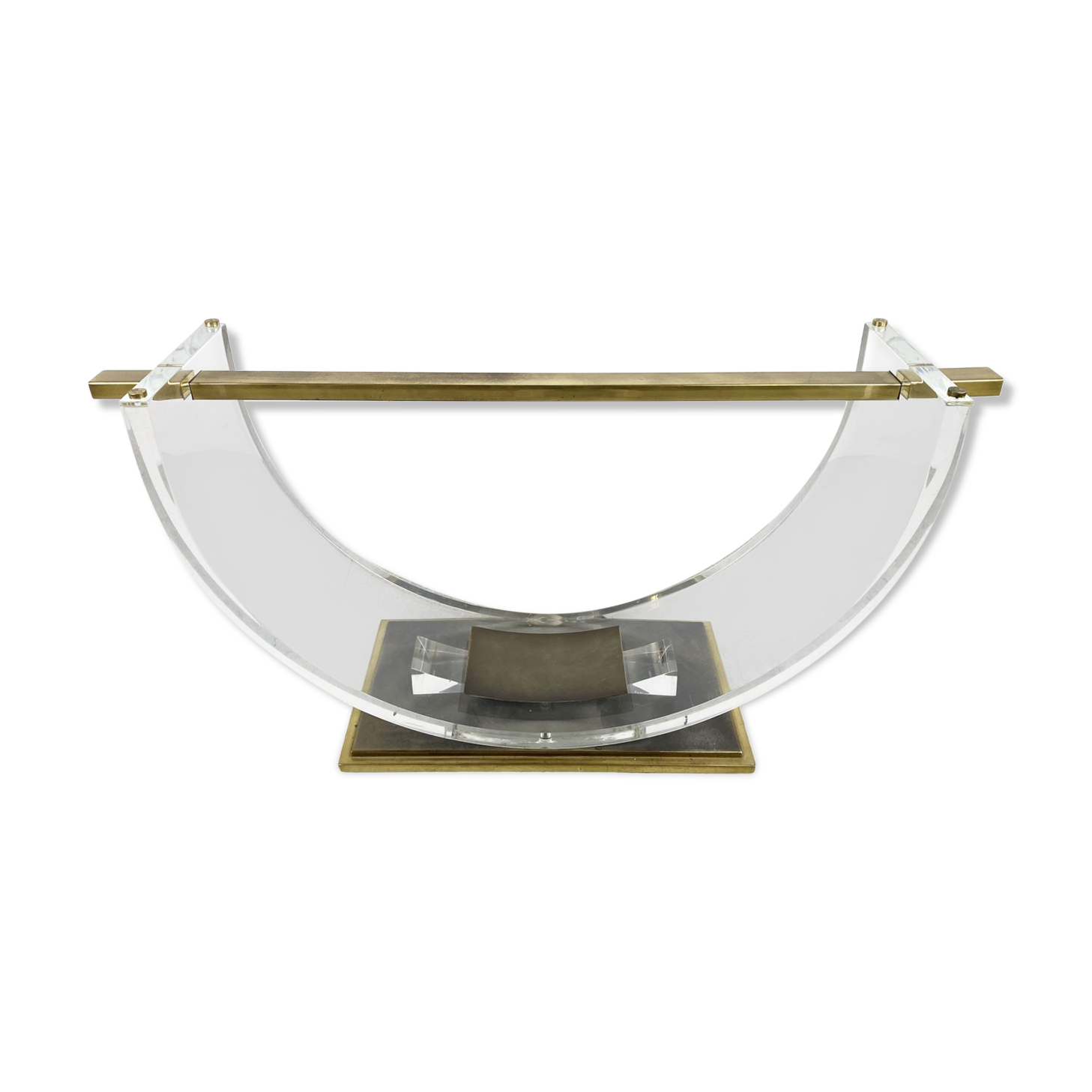 Vintage lucite and brass dining table, 1970s