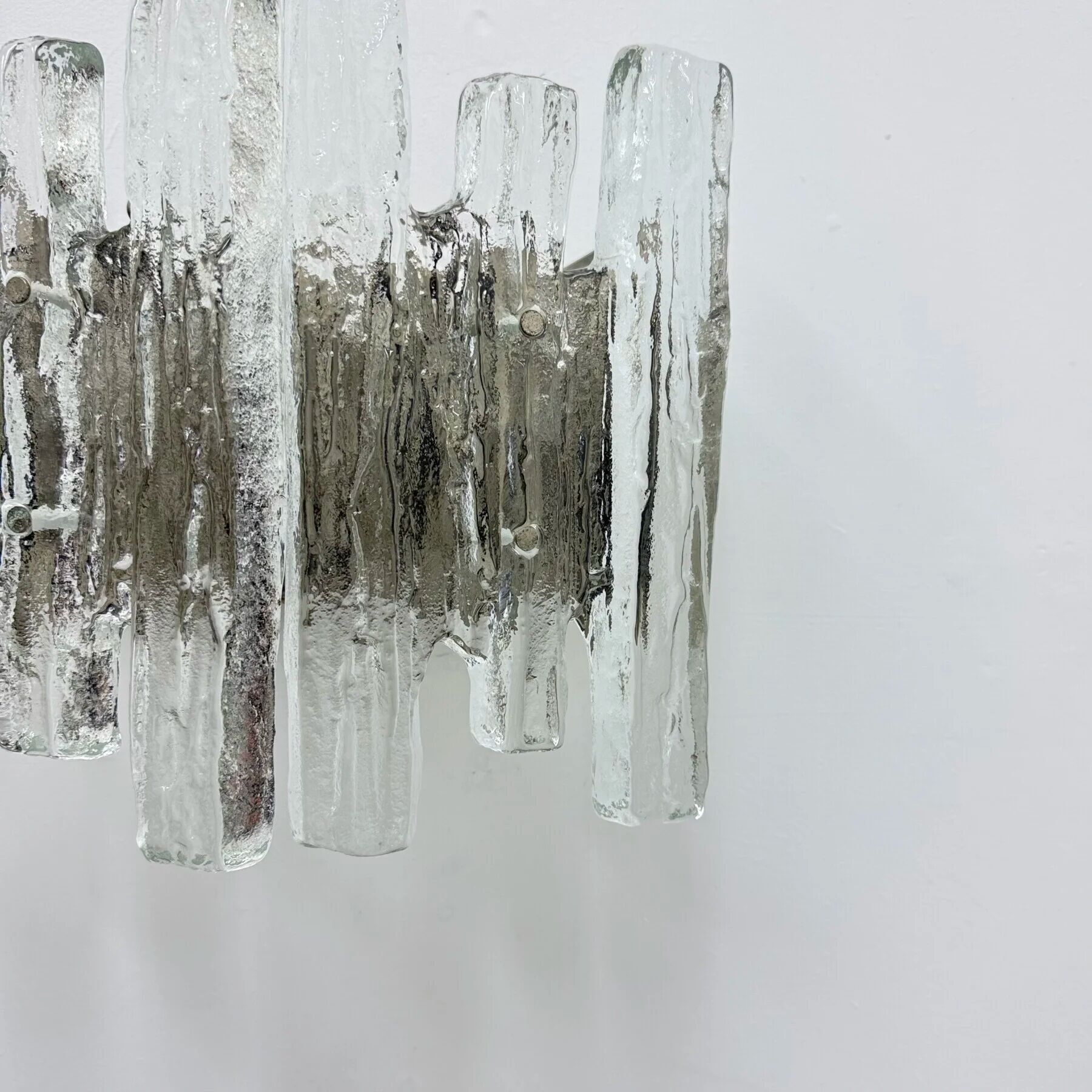 Wall sconce ice glass and metal by J.T. Kalmar for Kalmar, 60s
