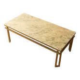 Table basse de style Hollywood Regency en marbre et laiton, années 1970