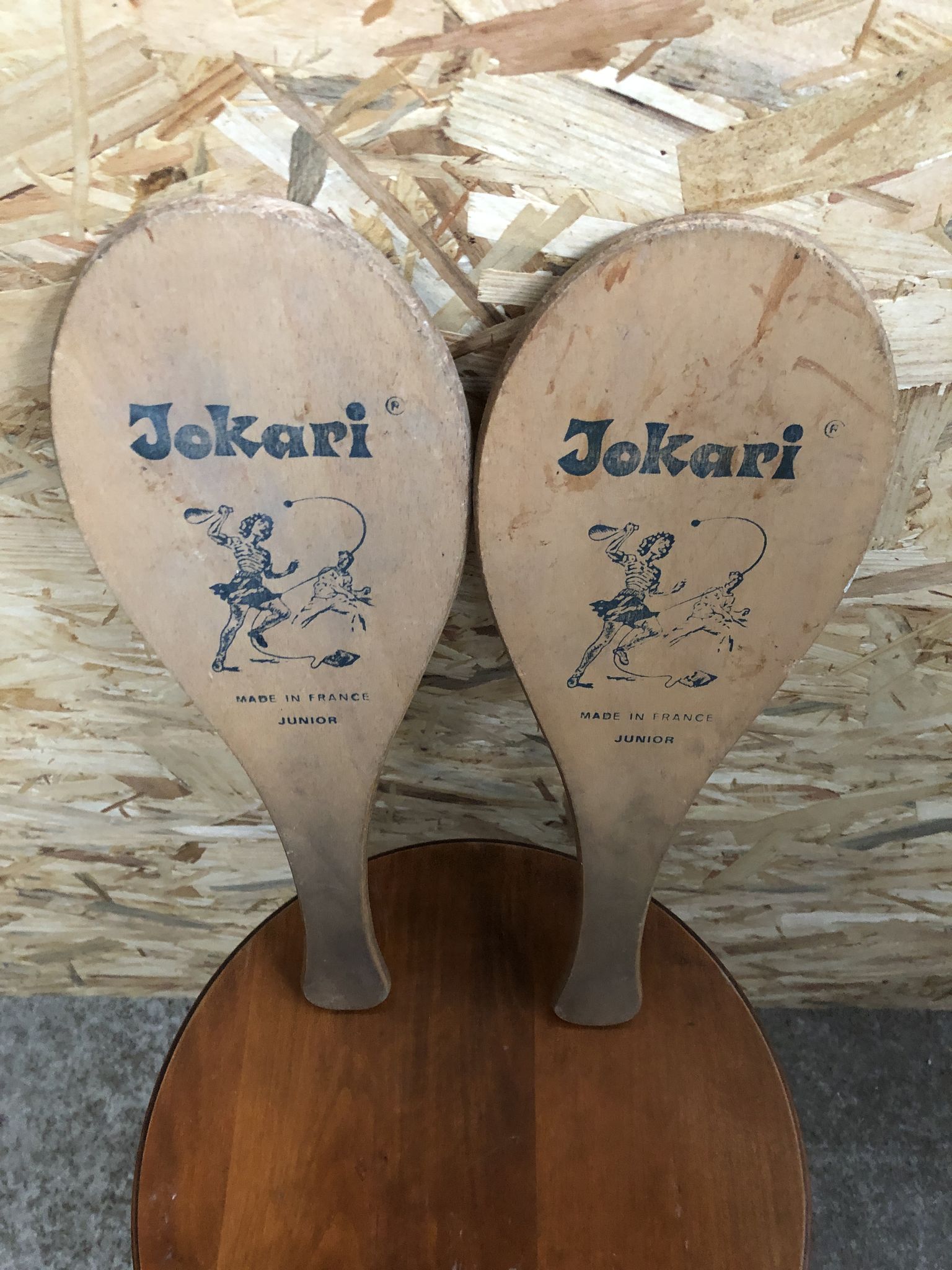 Pair old racket jokari junior wood made in france sport vintage