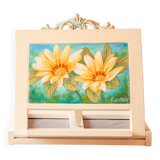 Wooden lectern with hand-painted flowers. easel. book stand.