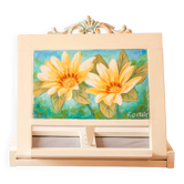 Wooden lectern with hand-painted flowers. easel. book stand.
