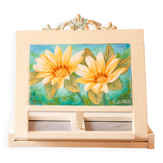 Wooden lectern with hand-painted flowers. easel. bookstand.