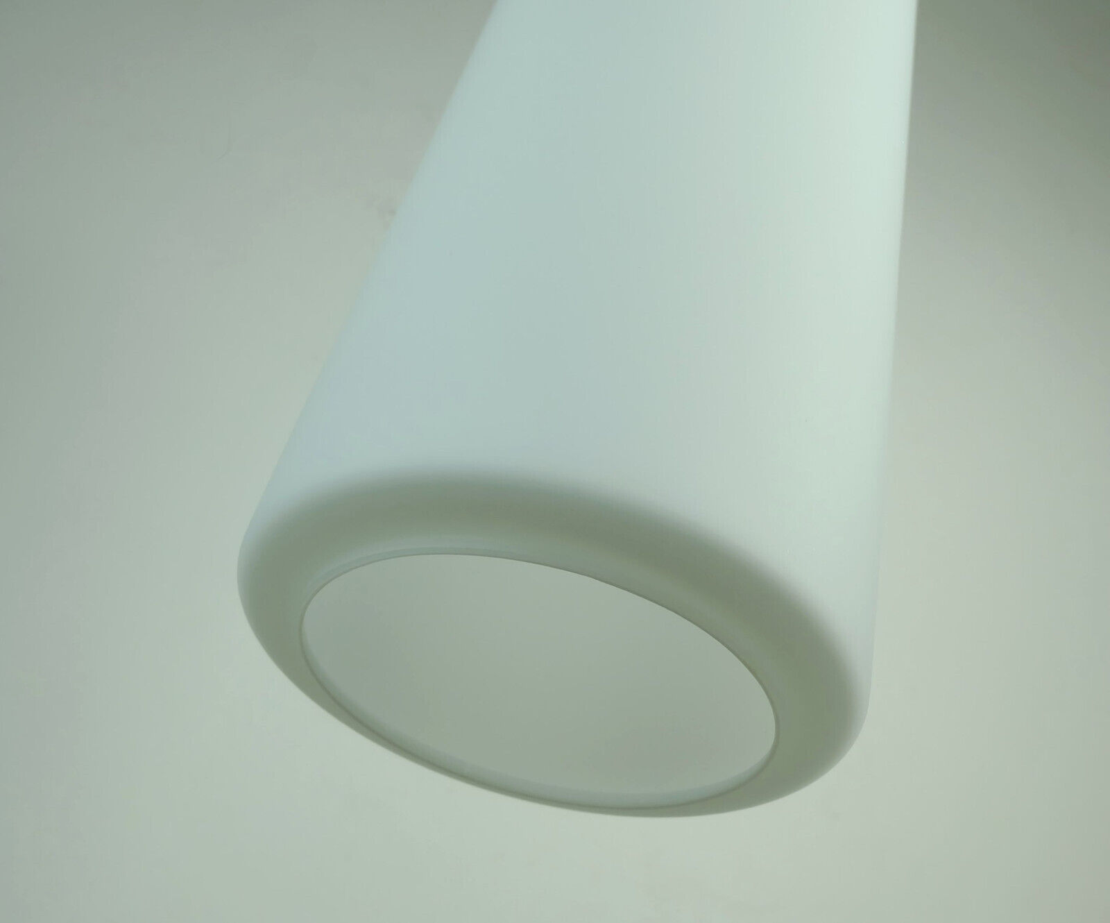 Glashuette Limburg pendant light white cylindrical glass shade and chrome 1970s - 2 available