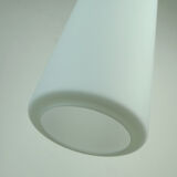 Glashuette Limburg pendant light white cylindrical glass shade and chrome 1970s - 2 available