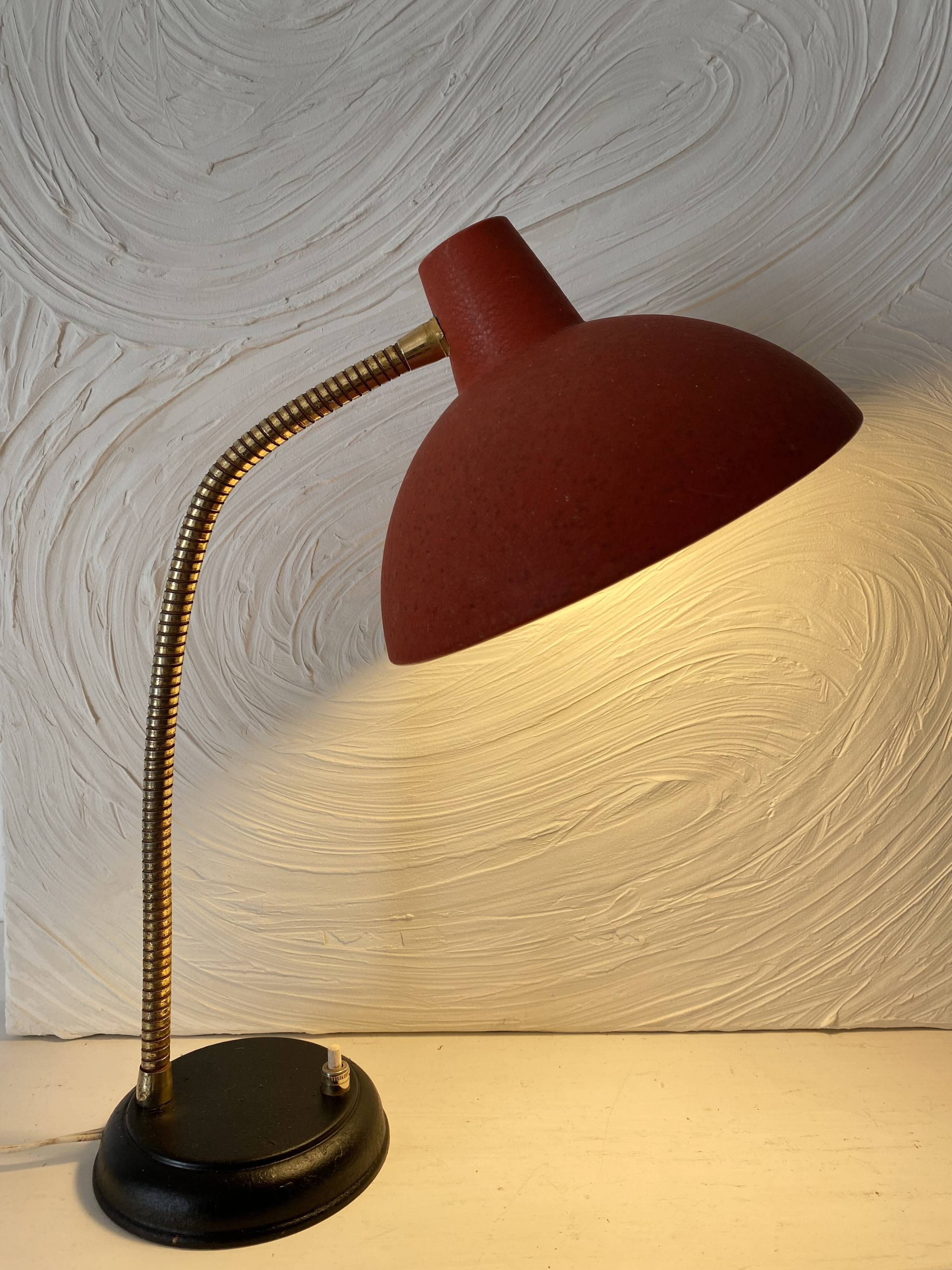 Vintage red and black articulated lamp