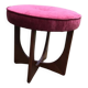 Mid-Century ottoman stool in teak with fuchsia padded seat — G-Plan (1960s)