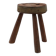 Brutalist French solid oak tripod stool with metal rim, 1850s