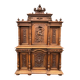 Antique Henri II style solid walnut sideboard with 6 doors and 2 drawers