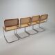 Set of 4 Tubular Frame and Cane Cantilever dining chairs, Italy, 1970s