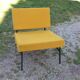 Vintage 50s armchair with black metal base and fabric seats