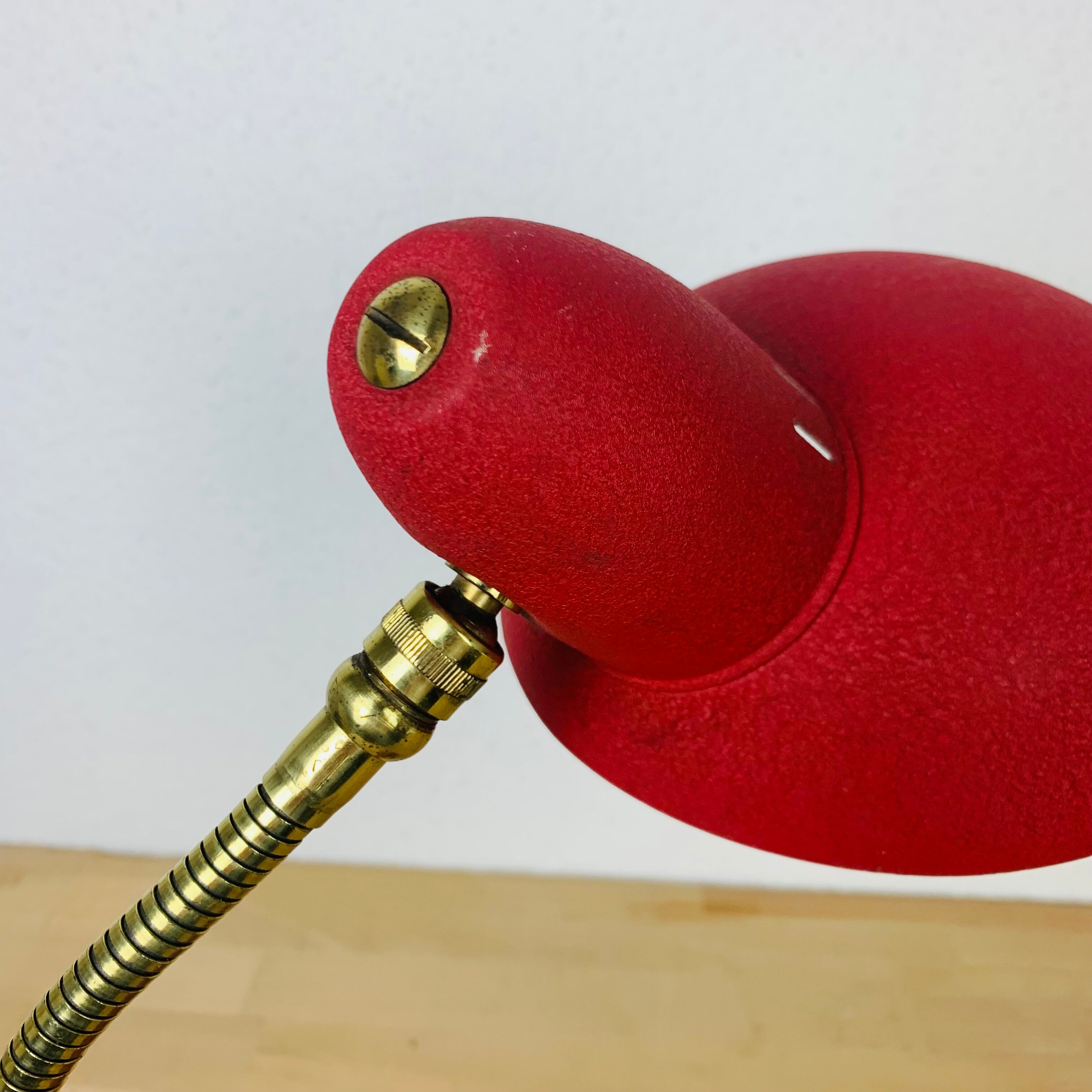 Pair of metal and brass lamps 50s Jean Boris Lacroix