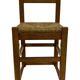 Set of four vintage chairs / stool - brutalist style minimalist oak and wicker 60s