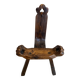 Brutalist tripod chair n2, carved solid wood, antique.
