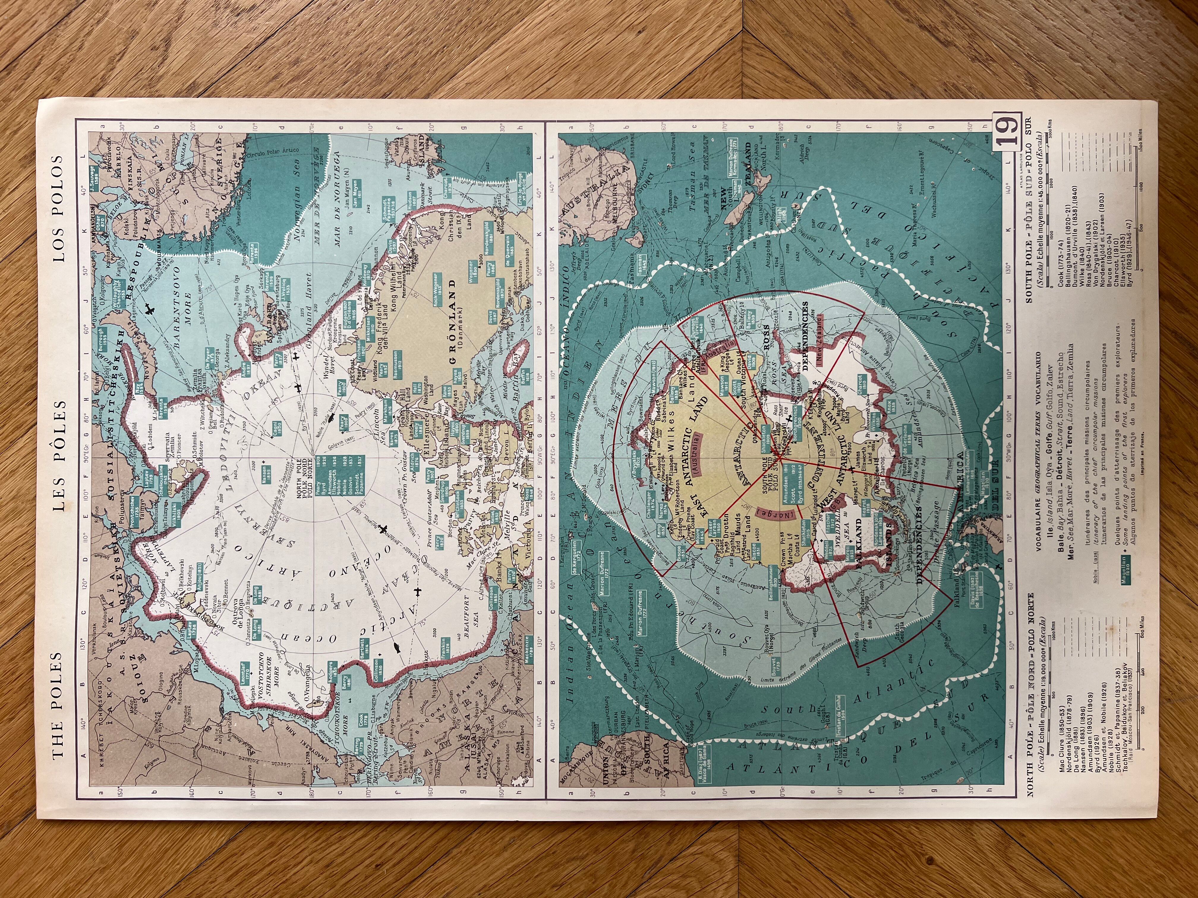 Old map The Poles — Arctic & Antarctic | Routes of the greats