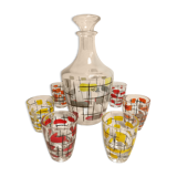 Service à liqueur digestif vintage 50 60  6 verres et 1 carafe