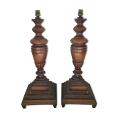 Paire de lampes en bois art déco