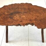 Brutalist coffee table in elm magnifying glass