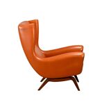 Illum Wikkelsø Wingback Armchair Model 110 in Cognac Leather, Denmark 1960s