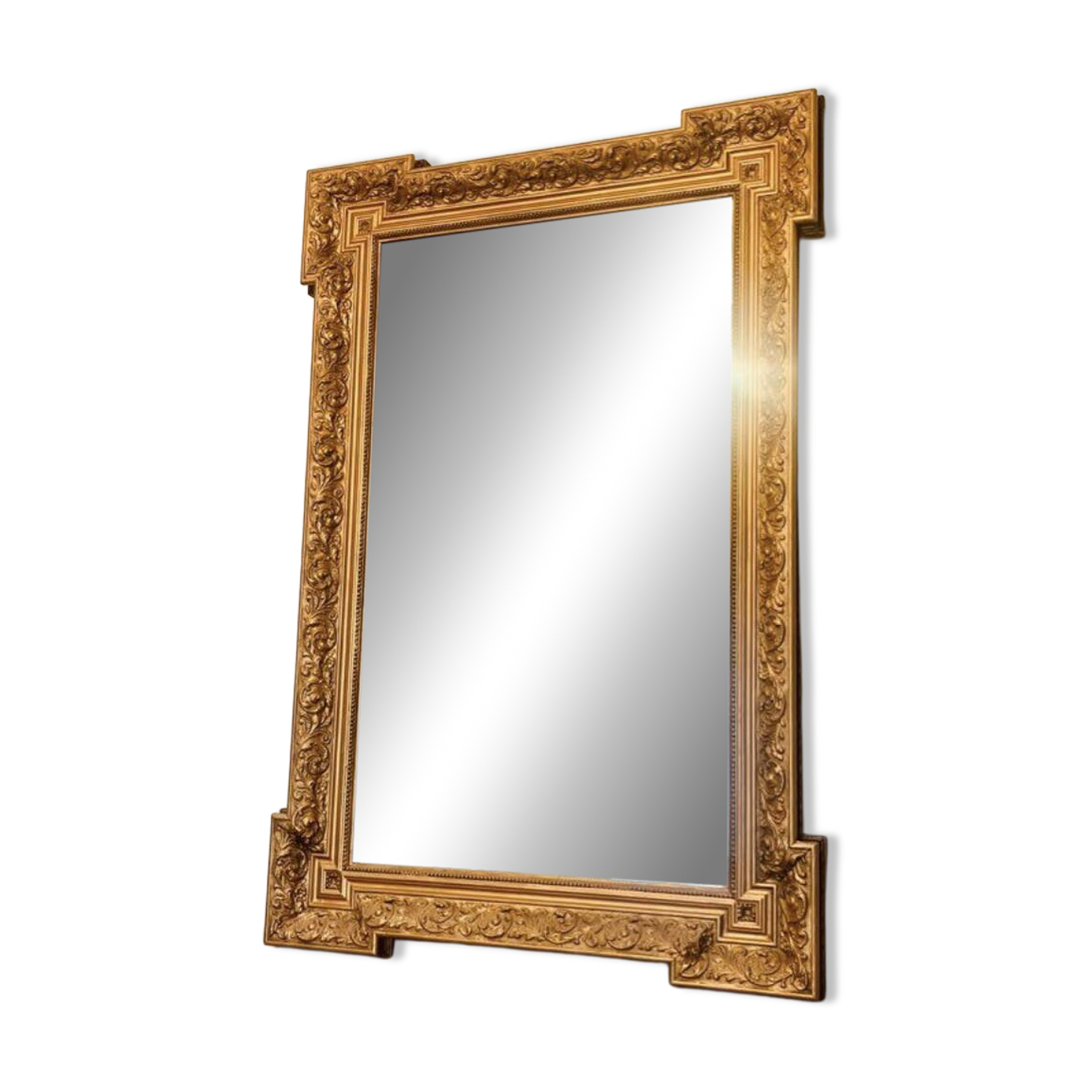 Antique gold leaf mirror – 99×67cm – bevelled glass,
