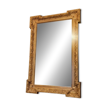 Miroir ancien doré à la feuille d'or – 99×67cm – glace biseautée,