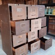 Set of industrial drawer cabinets.