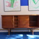 60s teak row, two sliding doors