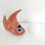 Ceramic lamp and opaline wave shape 70s