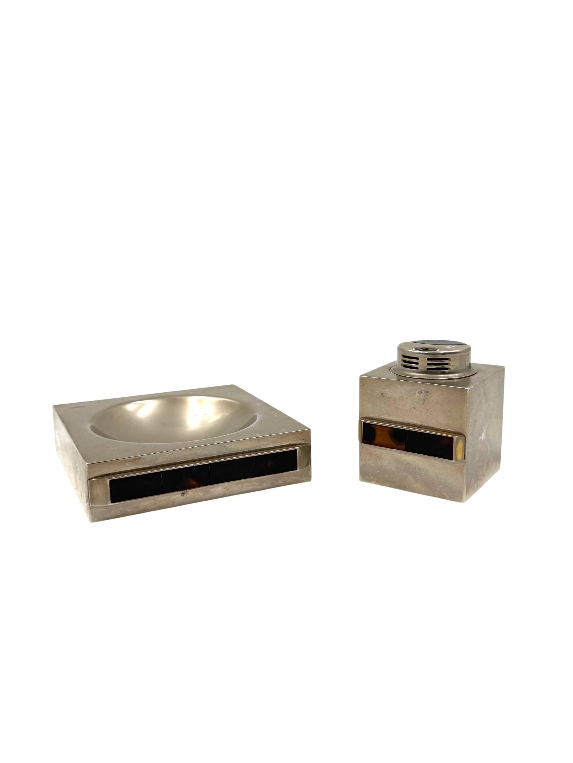 Table top smoking set, ashtray and table lighter, Italy 1970
