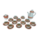 Vintage orange and red coffee set saint amand bahia coffee pot cups saucer
