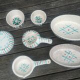 Glazed ceramic dinette from the Longchamp earthenware factory France vintage 60s abstract decor