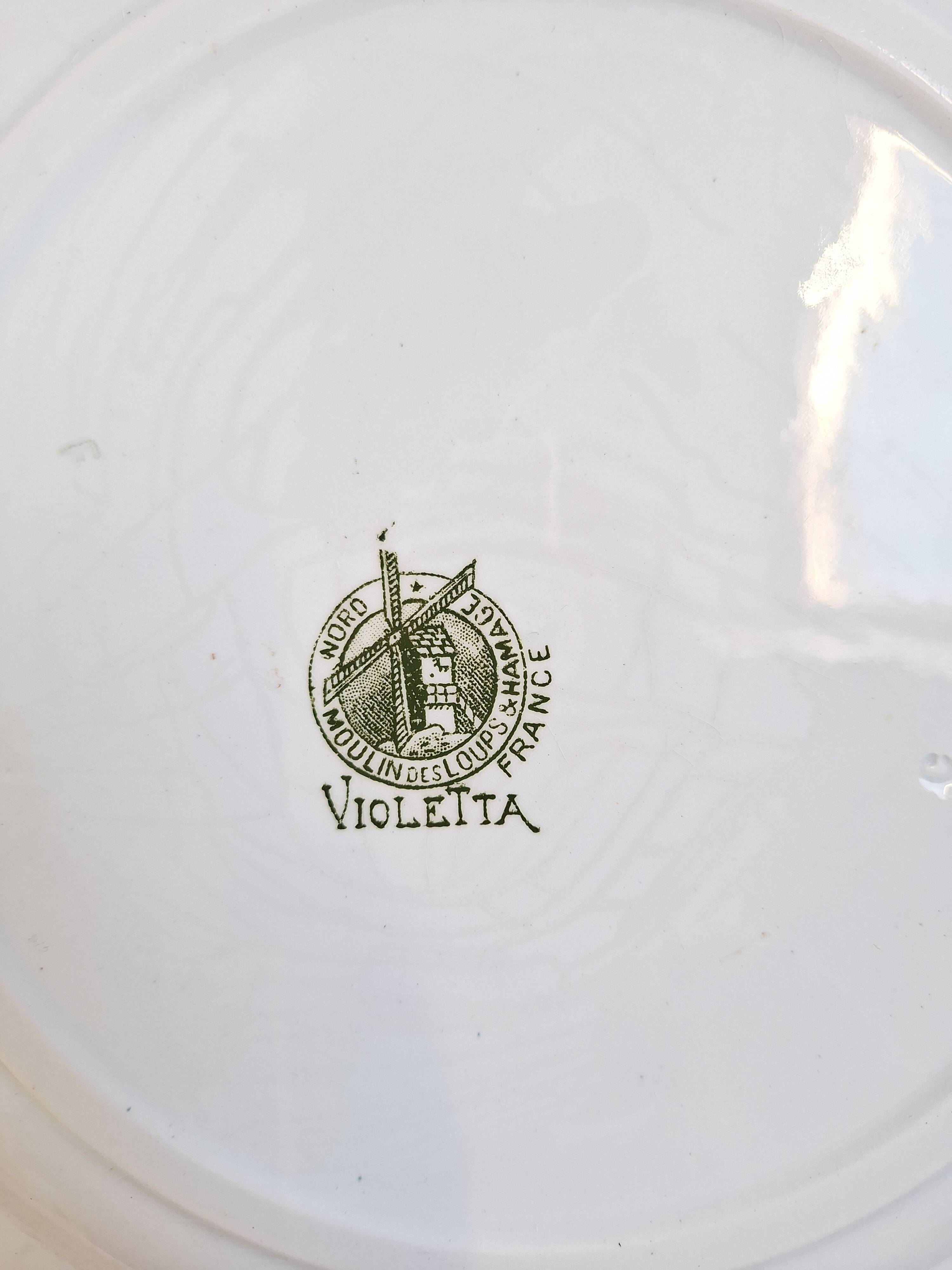 Longwy and Moulin des Loups Violetta round green platter