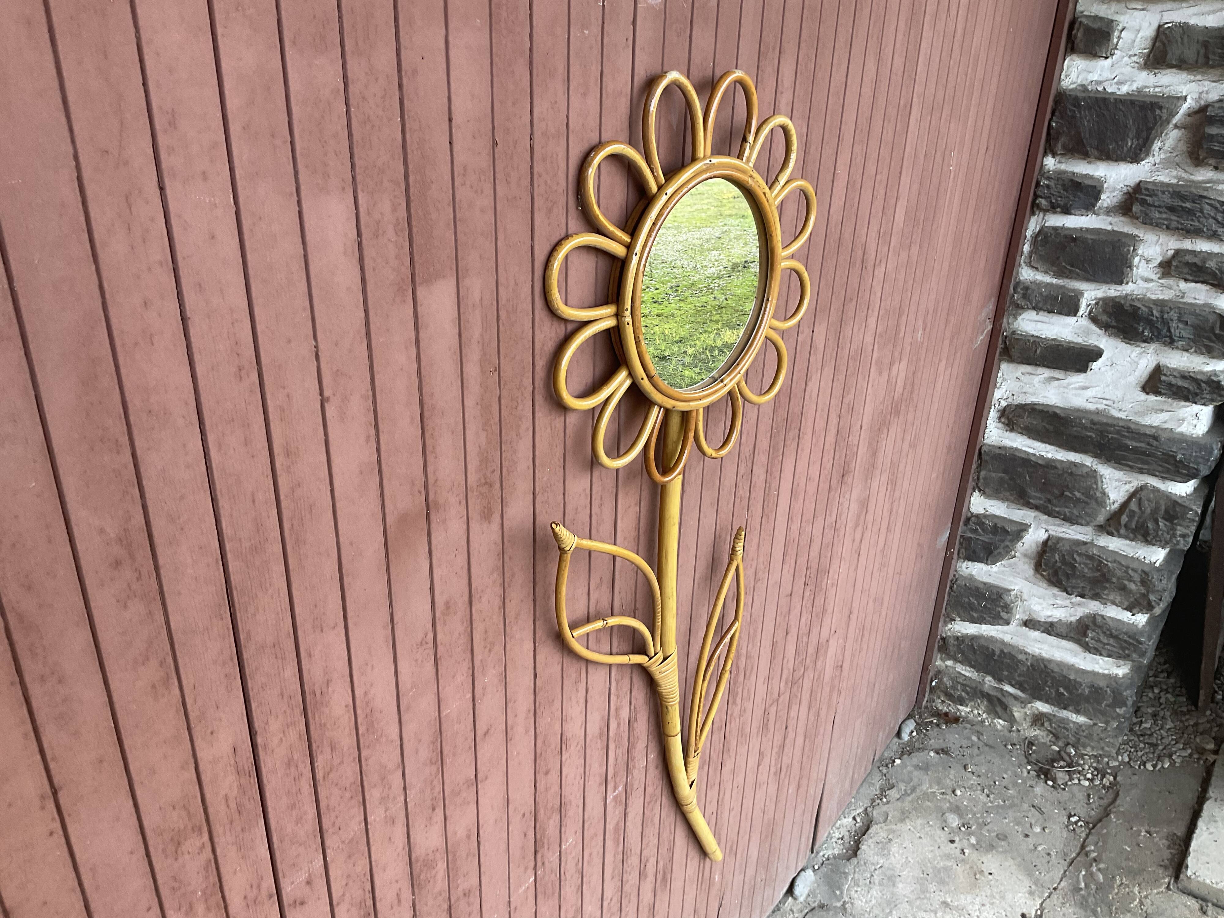 Vintage rattan mirror