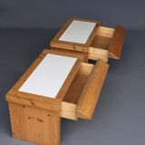 Tables de chevet en pin vintage, ensemble de 2