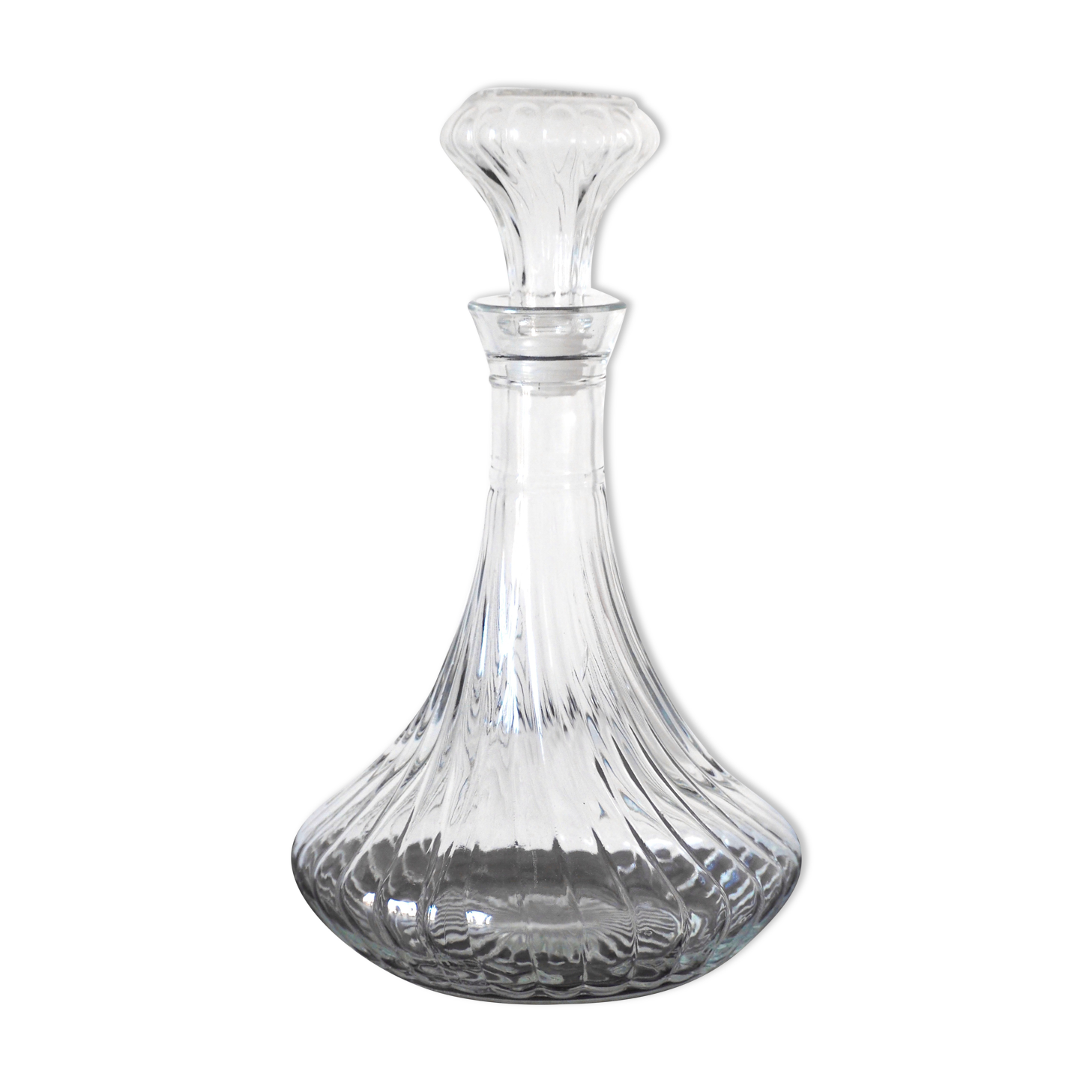 Scrolled glass wine decanter