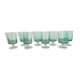 8 Emerald green wine/water glasses on foot model suede luminarc