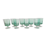 8 Emerald green wine/water glasses on foot model suede luminarc