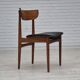 Ensemble de 5 chaises de salle à manger danoises, retapissées, bois de teck, années 1960.