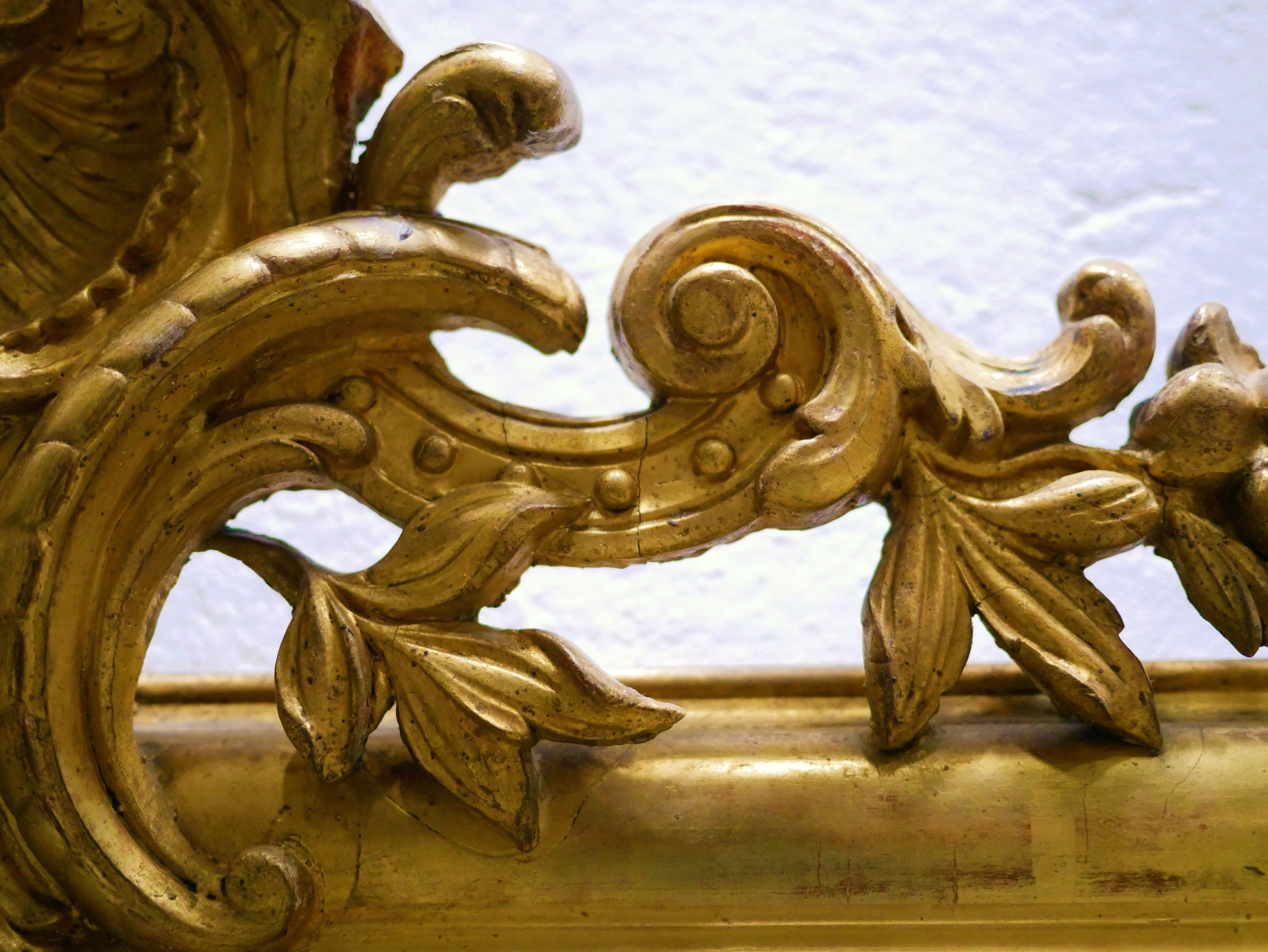 Old Louis Philippe mirror with pediment 135cm x 86cm