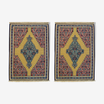 Pair of Yellow Kilims Handmade Persian Flatwoven Area Rugs- 81x115cm