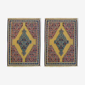Paire de kilims jaunes faits à la main persan flatwoven area rugs- 81x115cm