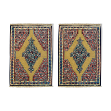 Pair of Yellow Kilims Handmade Persian Flatwoven Area Rugs- 81x115cm